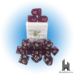 SET OF 15 DICE: TRANSLUCENT DARK PURPLE/WHITE - ARCH D4